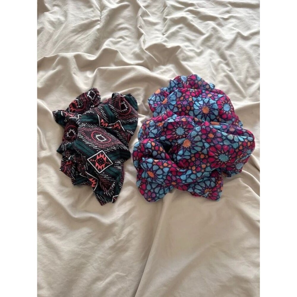 Two colorful infinity scarf